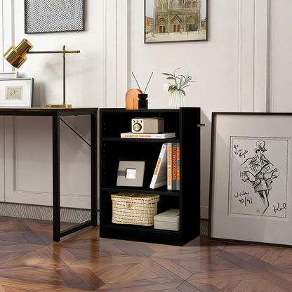 3-Tier Adjustable Bookcase with Anti-Tip, Modern & Simple