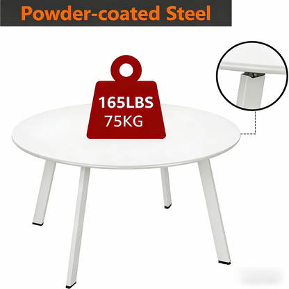 Round Outdoor Side Table, Anti-Rust Metal & Weather-Resistant, for Patio & Indoor Use, Modern Black