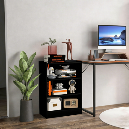 3-Tier Adjustable Bookcase with Anti-Tip, Modern & Simple