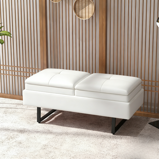 Modern Futon Sofa Bed, 2-Seater, PU Leather