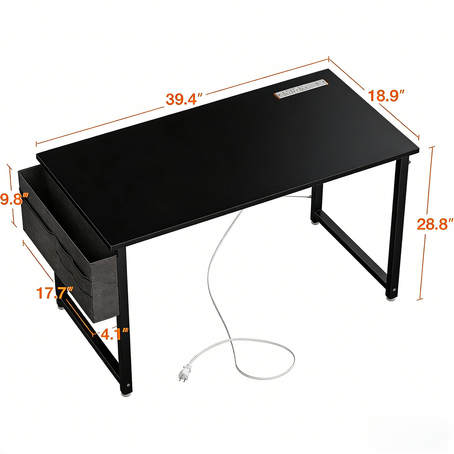 40" Desk with Outlets & USB, Modern & Functional